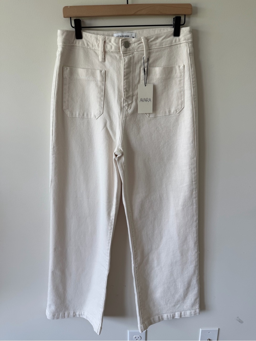 Just Black Denim Kimberly Patch Pocket Jeans Wide Leg High Waisted Cotton
